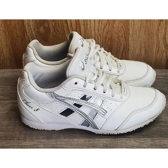 Asics Shoes Asics Cheer 8 Gs Kids Size 2 White Silver Black